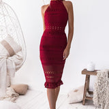 Rivers Midi Lace Dress - Red - Miss Runway Boutique