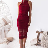 Rivers Midi Lace Dress - Red - Miss Runway Boutique