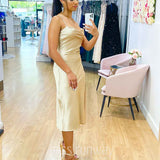 Sandrine Satin Midi Dress - Champagne