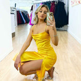 Sandrine Satin Midi Dress Yellow