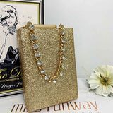 Sandy Glitter Box Clutch Gold