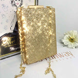 Sandy Glitter Box Clutch Gold