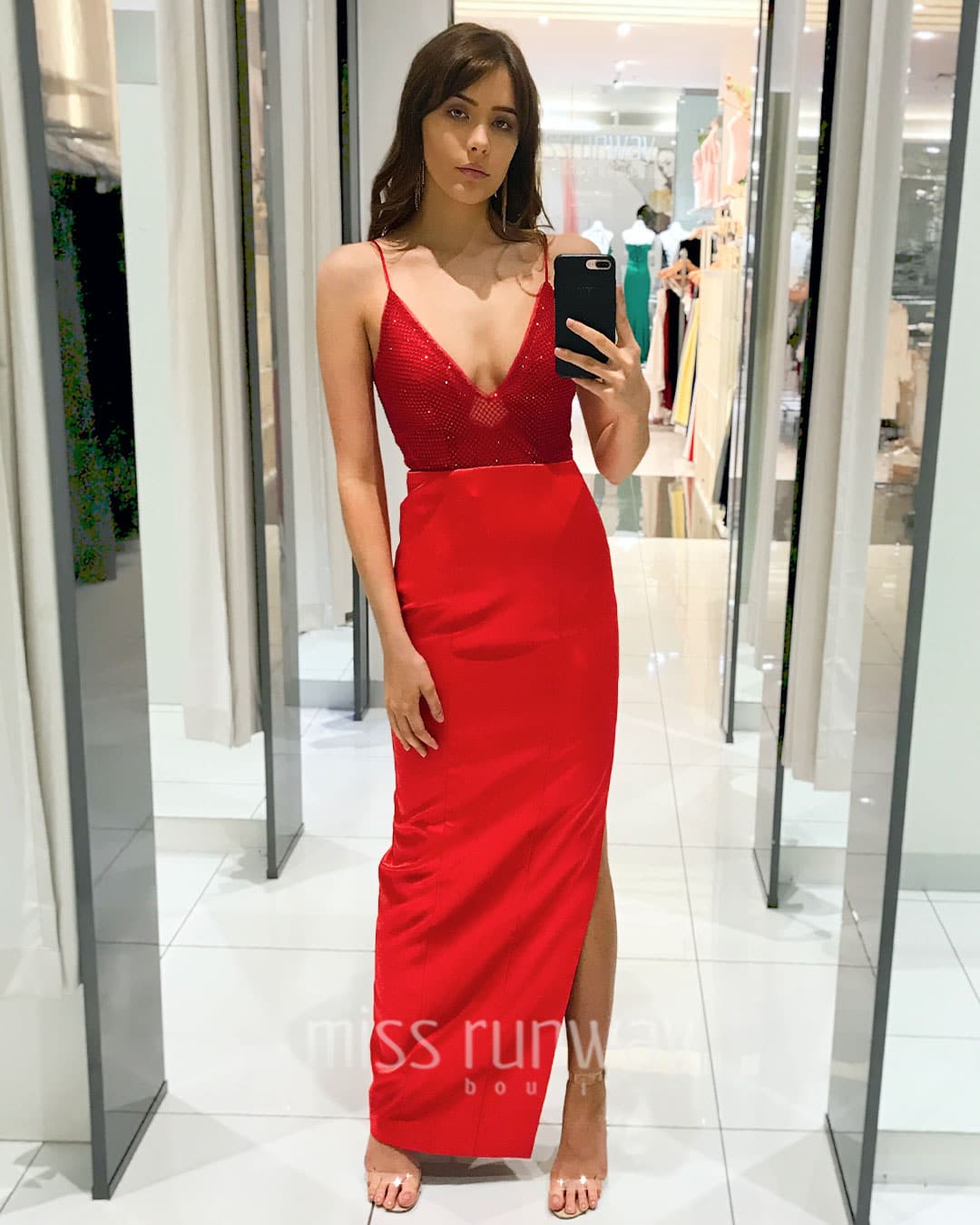 Sansa Beaded Gown - Red