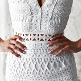 Scarlet Lace Midi Dress - White