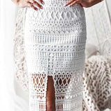 Scarlet Lace Midi Dress - White