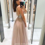 Sienna Beaded Tulle Gown - Dusty Pink