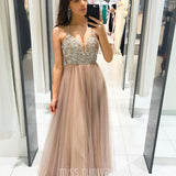 Sienna Beaded Tulle Gown - Dusty Pink