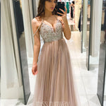 Sienna Beaded Tulle Gown - Dusty Pink