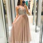 Sienna Beaded Tulle Gown - Dusty Pink