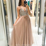 Sienna Beaded Tulle Gown - Dusty Pink