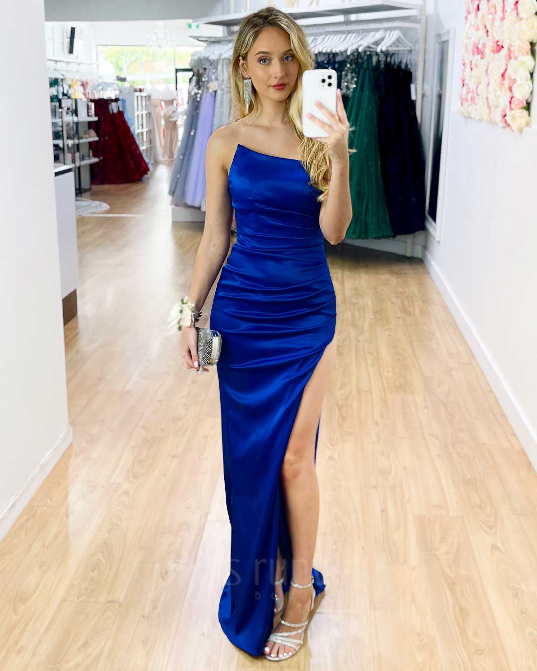 Tayla Satin Gown - Cobalt Blue - View 1 | Shop Formal Dress