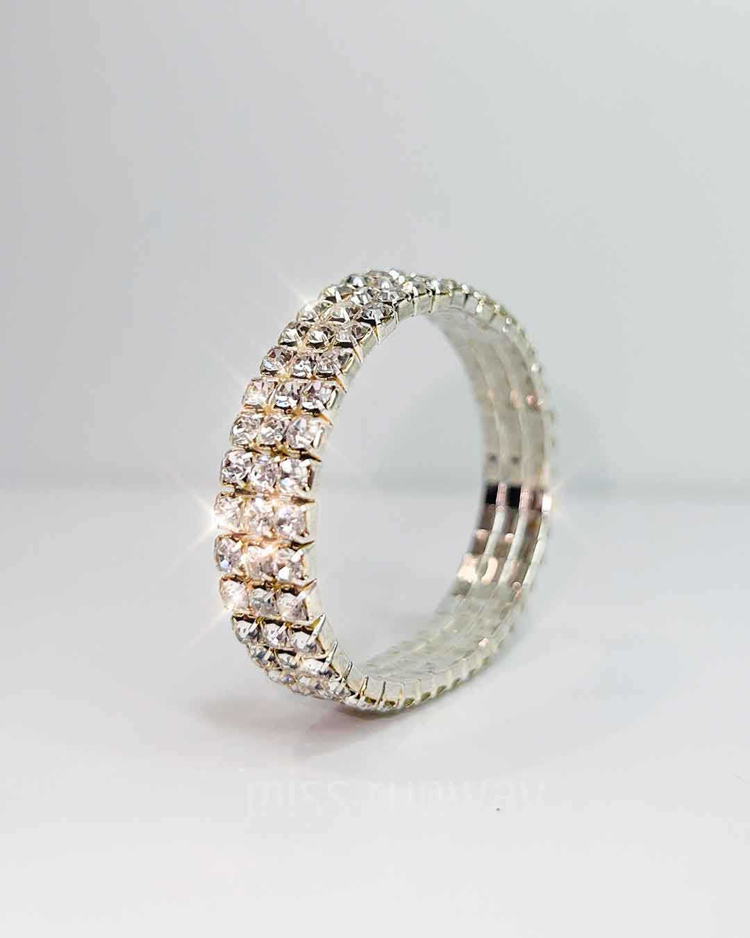 Tamika 3 Row Diamante Bracelet - Silver