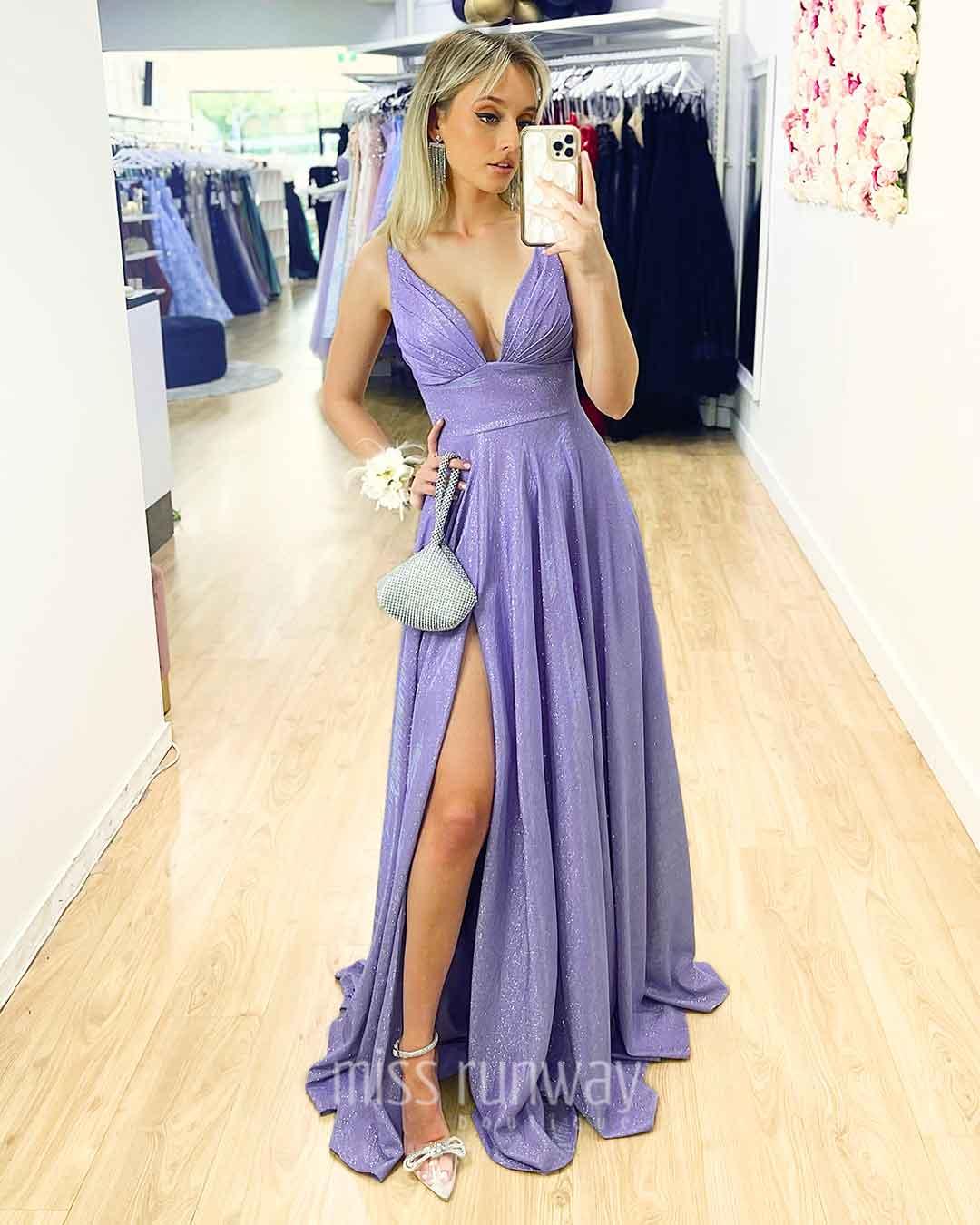 Ava Glitter Gown - Violet