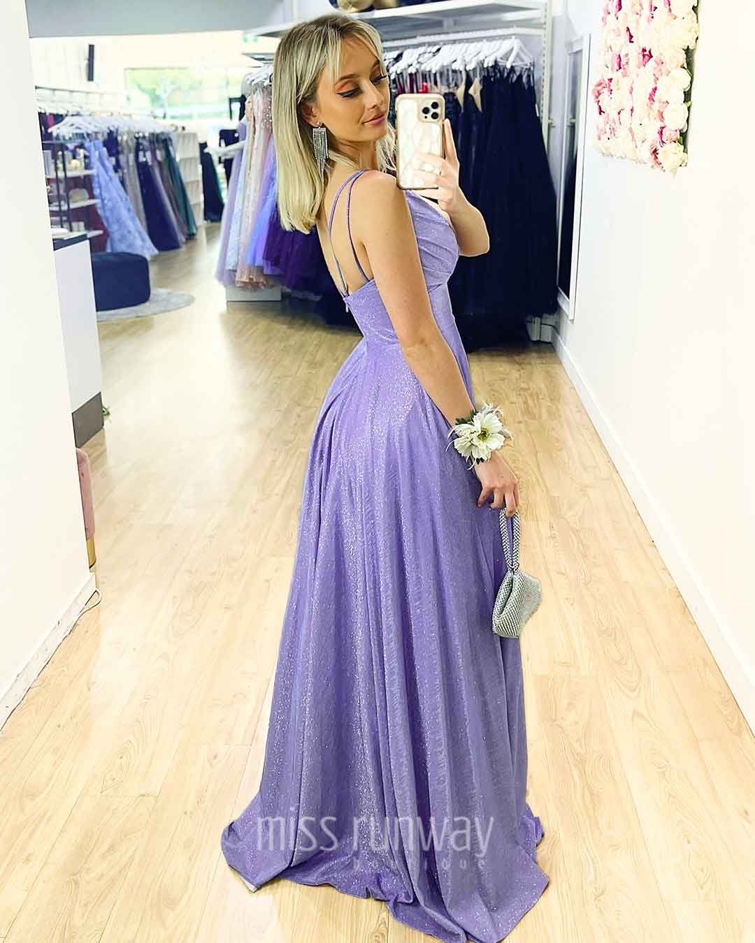 Ava Glitter Gown - Violet