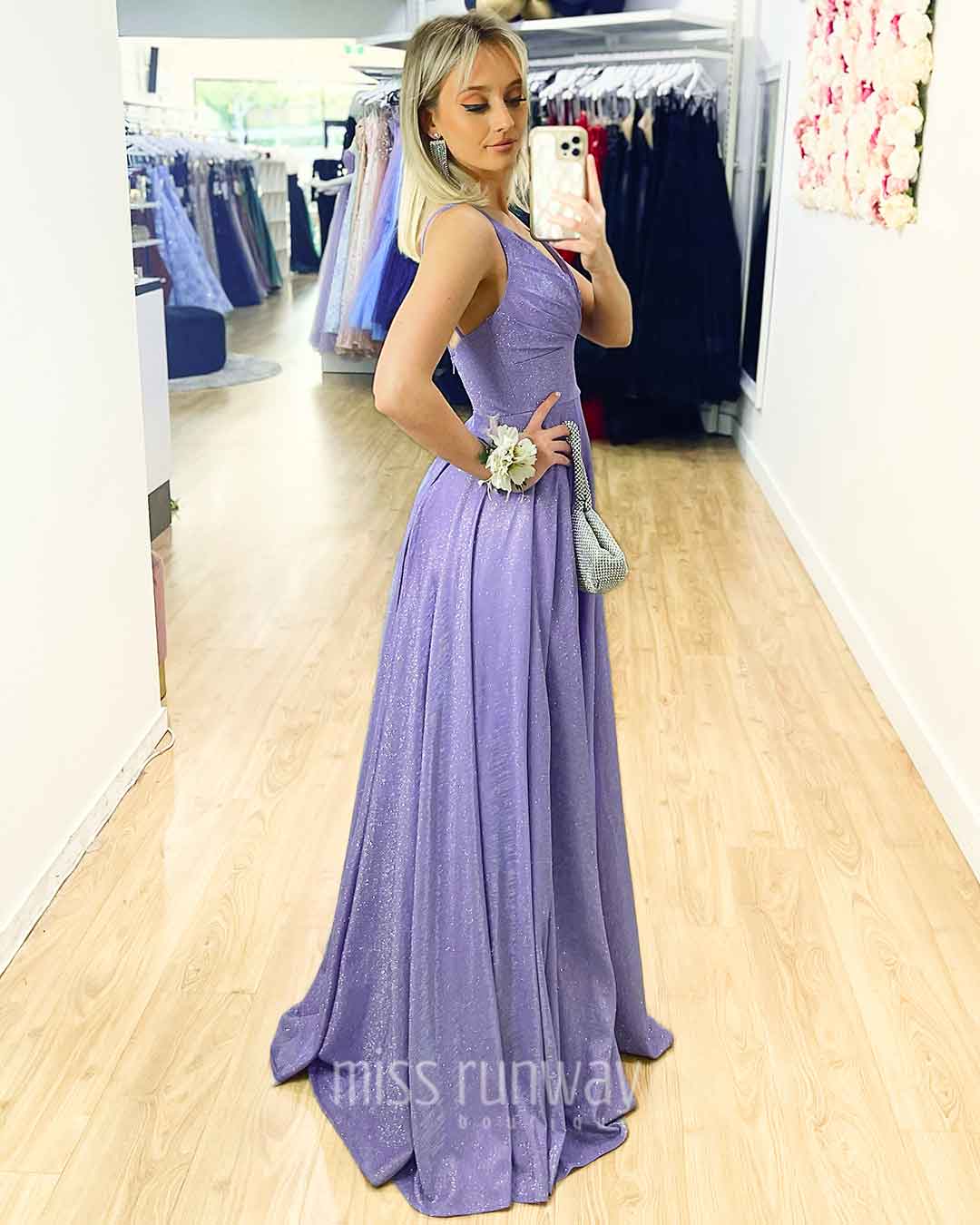 Ava Glitter Gown - Violet