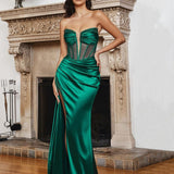 Anastasia Satin Corset Gown - Emerald