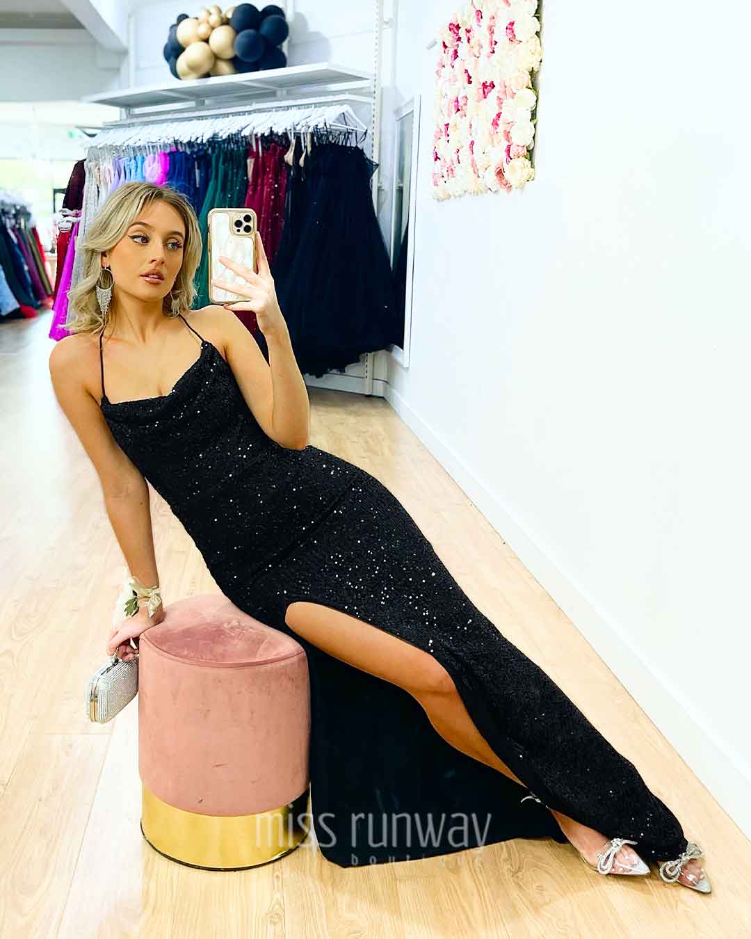 Diva Sequin Gown Black
