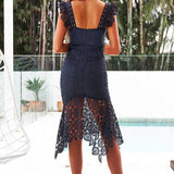 Giselle Lace Midi Dress - Steel Blue