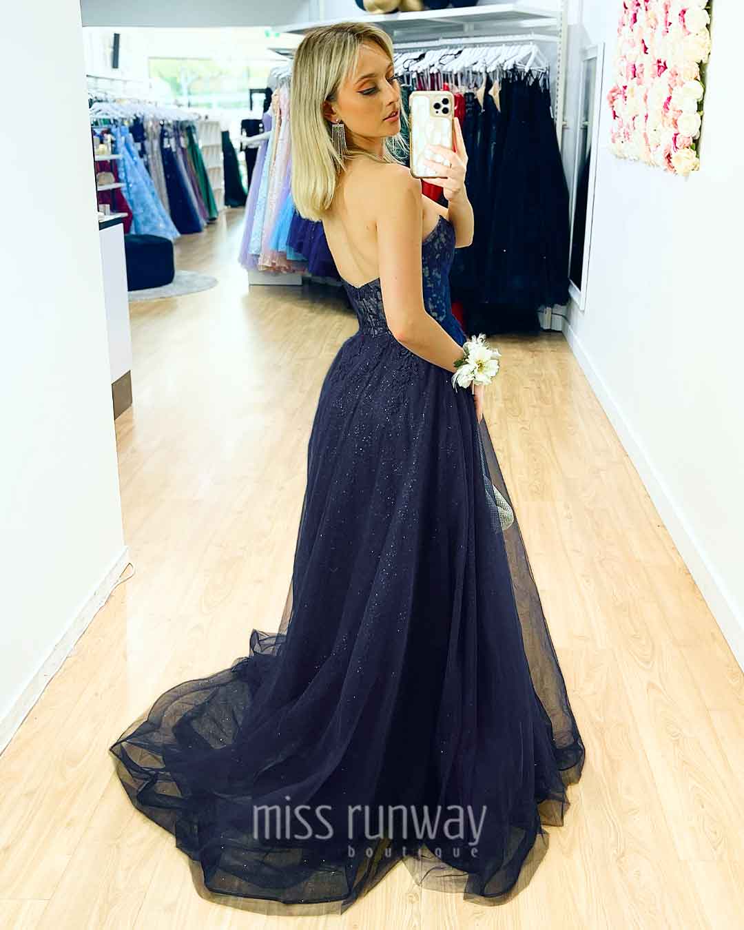 Hadley Tulle Glitter Gown - Navy