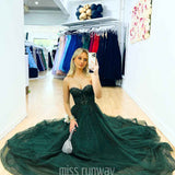 Hadley Tulle Glitter Gown - Emerald