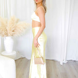 Lexi Satin Maxi Skirt - Light Yellow