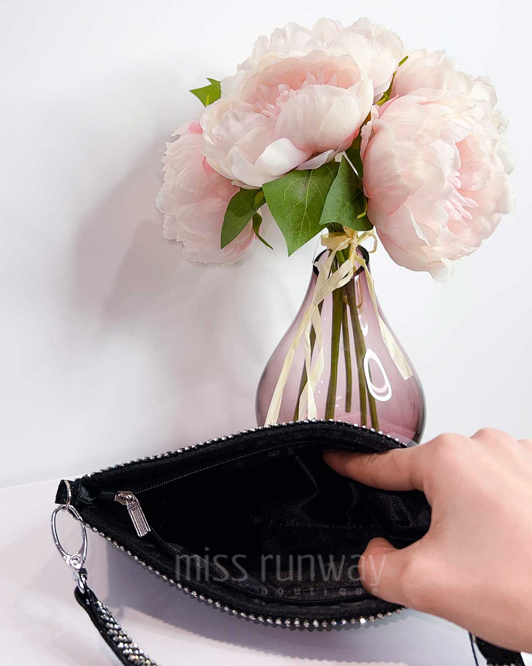 Lola Diamante Mini Bag - Black