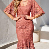 Reyna Lace Midi Dress - Mauve
