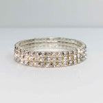 Tamika 3 Row Diamante Bracelet - Silver
