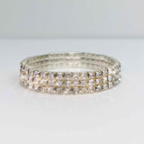 Tamika 3 Row Diamante Bracelet - Silver