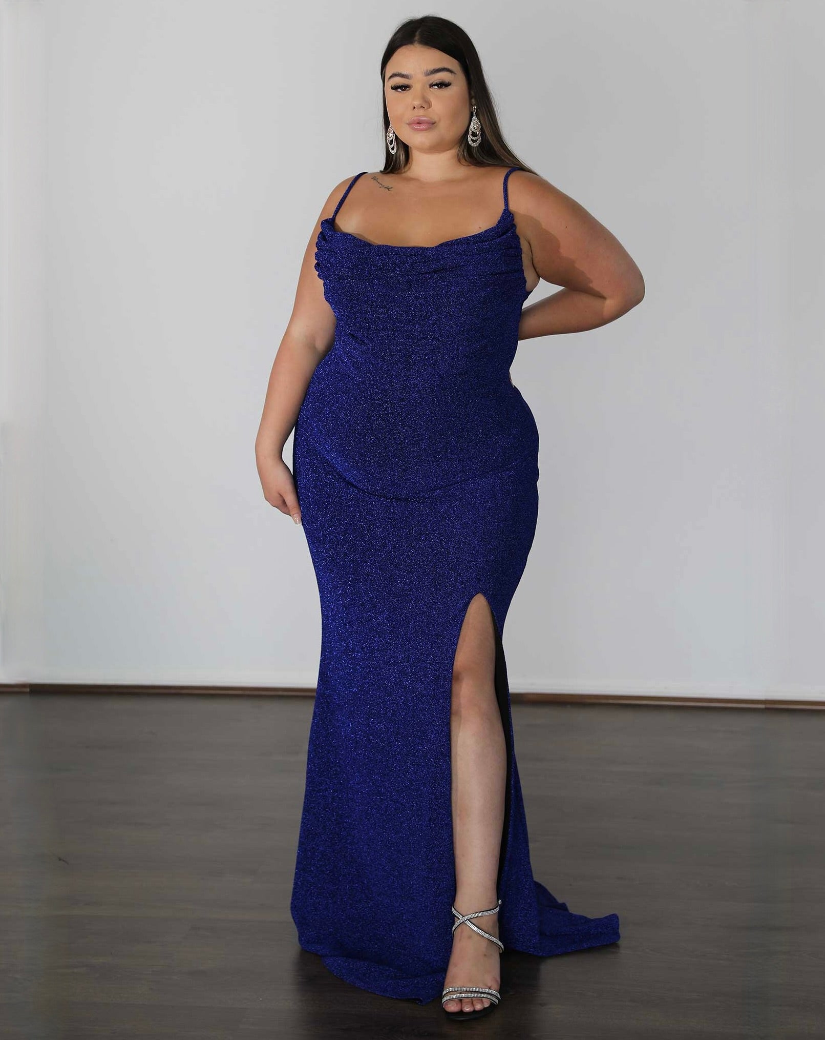 Issy Metallic Jersey Gown - Sapphire