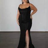 Issy Stretch Shimmer Gown - Midnight Navy