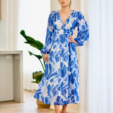 Poppy Chiffon Maxi Dress - Blue Print