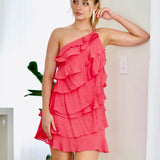 Tara Ruffle Mini Dress - Watermelon