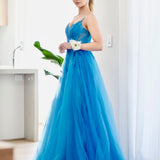 Birdie Corset Lace Gown - Crystal Blue