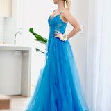 Birdie Corset Lace Gown - Crystal Blue