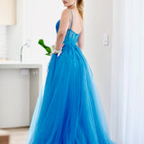 Birdie Corset Lace Gown - Crystal Blue