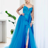 Birdie Corset Lace Gown - Crystal Blue