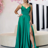 Marlia Corset Satin Gown - Emerald