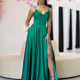 Marlia Corset Satin Gown - Emerald