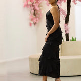 Jolene Ruffle Maxi Dress - Black