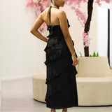 Jolene Ruffle Maxi Dress - Black