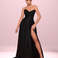 Rosie Strapless Glitter Gown - Black