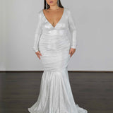 Ashley Stretch Shimmer Gown - Crystal White
