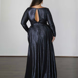 Kylie Stretch Shimmer Gown - Midnight Navy