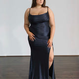 Issy Stretch Shimmer Gown - Midnight Navy