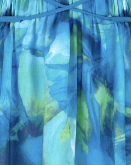 Georgie ChiffonMidi Dress  - Blue Green Print