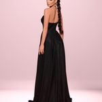 Rosie Strapless Glitter Gown - Black