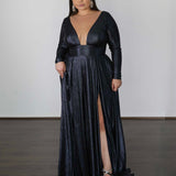 Kylie Stretch Shimmer Gown - Midnight Navy