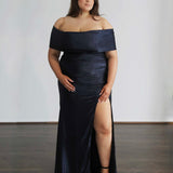 Forever Stretch Shimmer Gown - Midnight Navy