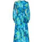 Georgie ChiffonMidi Dress  - Blue Green Print
